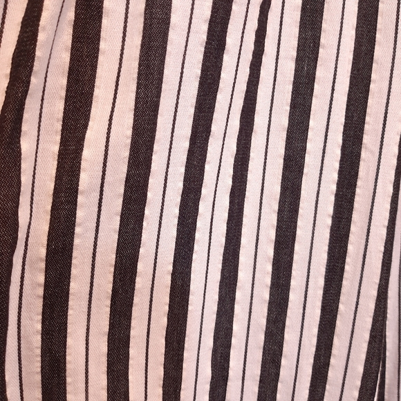 ❌SOLD❌ DYNAMITE High Waist Paperbag Pants Cropped Wide Leg Striped Seersucker - Picture 10 of 15